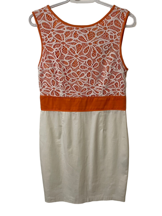 Jessica Dresses & Skirts - Nwt’s Jessica Orange and White Lace-Overlay Dress Size 12